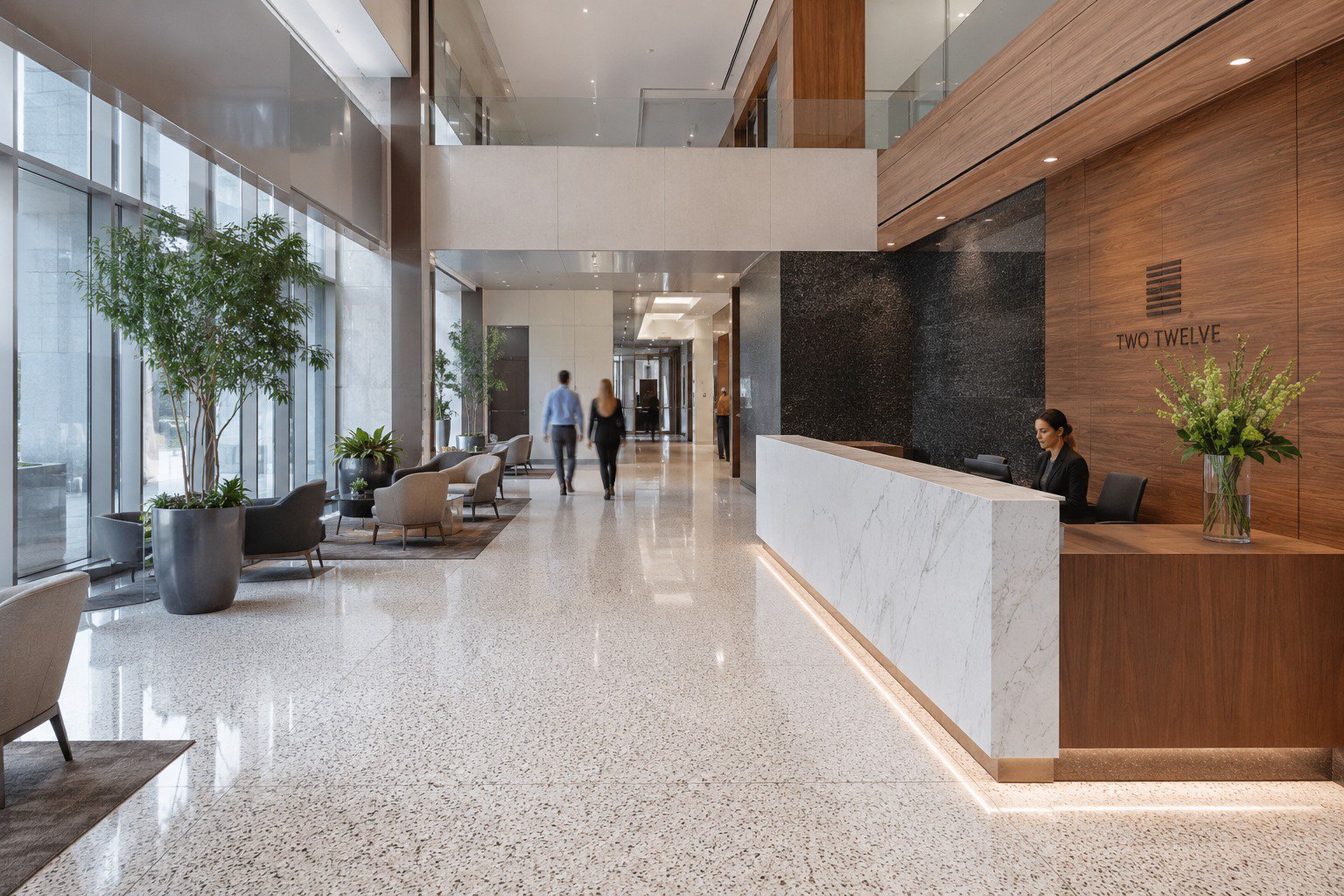 Durable materials used in a high-traffic commercial interior